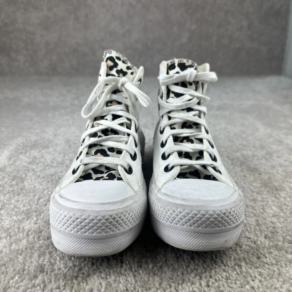 Converse Chuck Taylor All Star Lift High Top White Leopard Size 6‎ Platform
